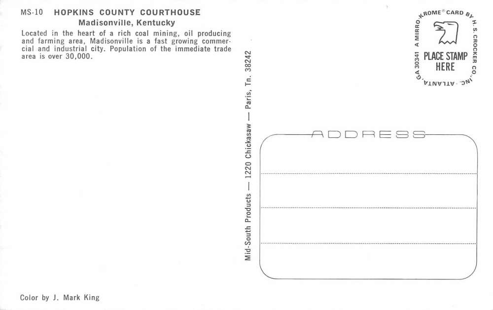 Madisonville Kentucky Hopkins Court House Birdseye View Vintage Postcard K55606 - Image 2