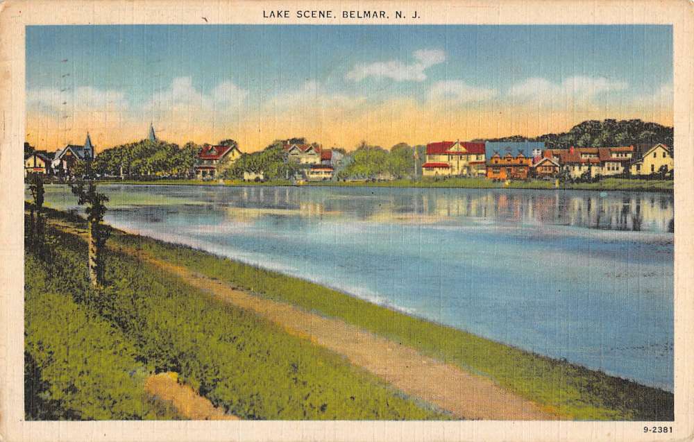 Belmar New Jersey Lake Scene Waterfront Antique Postcard K55768 Mary L. Martin Ltd. Postcards