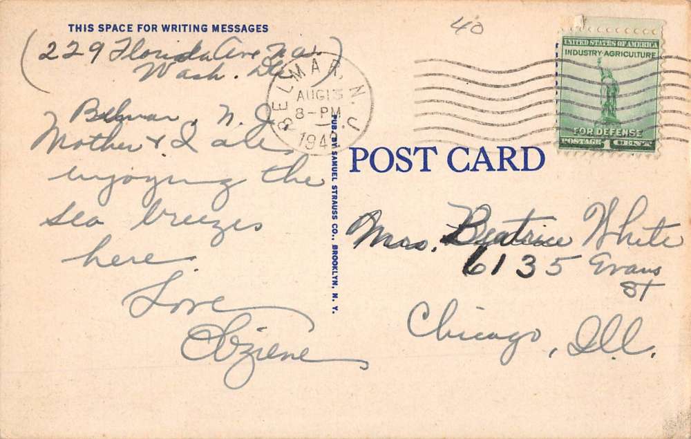 Belmar New Jersey Lake Scene Waterfront Antique Postcard K55768 - Image 2