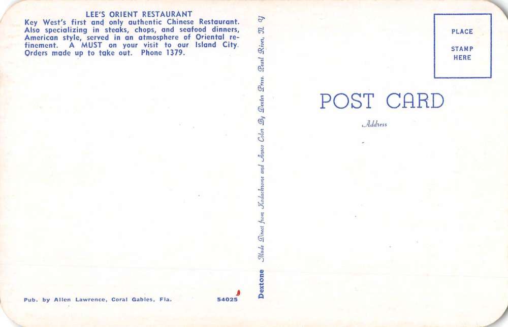Key West Florida Lees Orient Restaurant Interior Vintage Postcard K56135 - Image 2