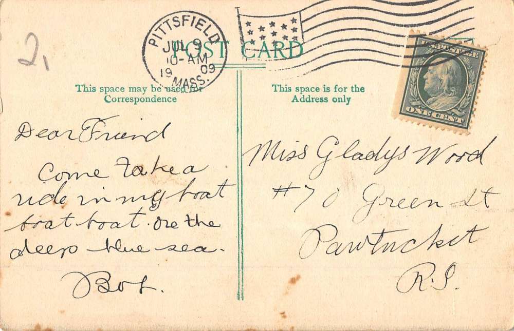 Pittsfield Massachusetts Lake Pontoosuc Waterfront Antique Postcard K56176 - Image 2