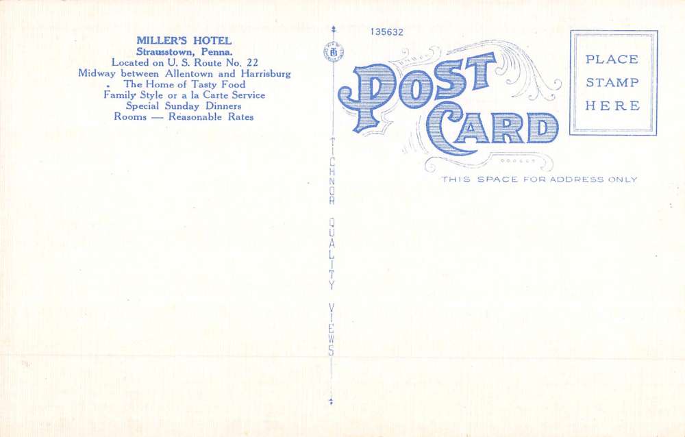 Strausstown Pennsylvania Millers Hotel Multiview Antique Postcard K56428 - Image 2