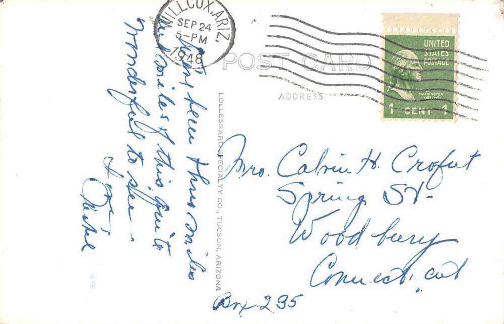 Willcox Arizona Reptile Mt Frasher Real Photo Antique Postcard K56521 - Image 2