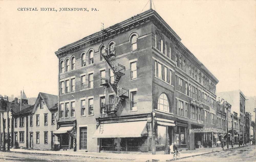 Johnstown Pennsylvania Crystal Hotel Street View Antique Postcard