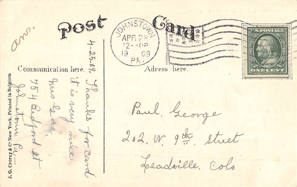 Johnstown Pennsylvania Crystal Hotel Street View Antique Postcard