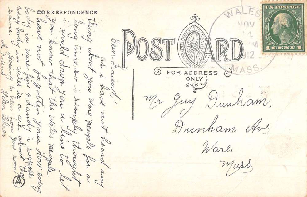 Wales Massachusetts Man On Phone Pennant Antique Postcard K56655 - Image 2