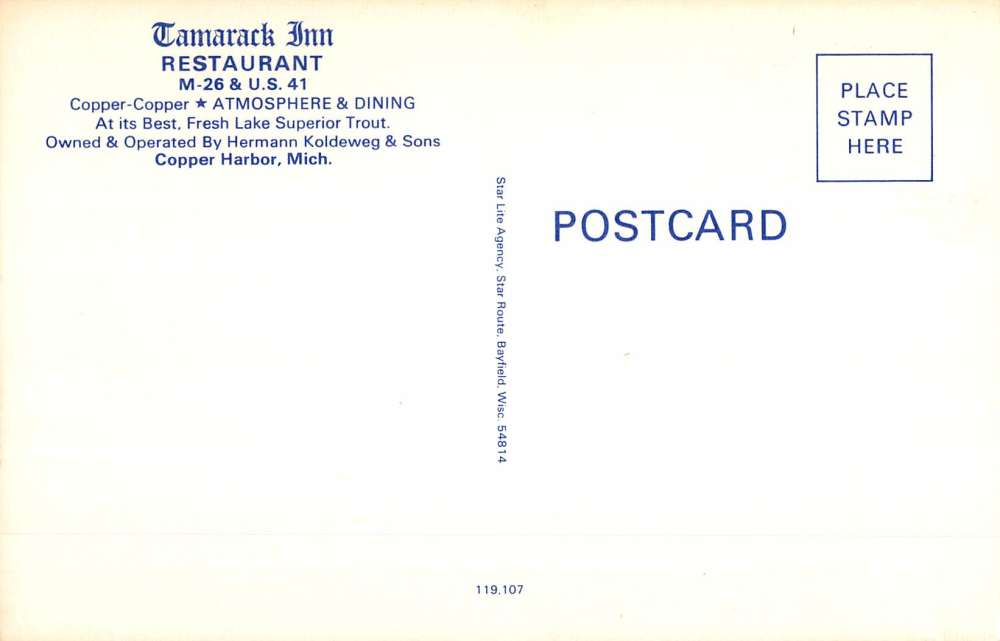 Copper Harbor Michigan Tamarack Inn Restaurant Vintage Postcard K57767 - Image 2