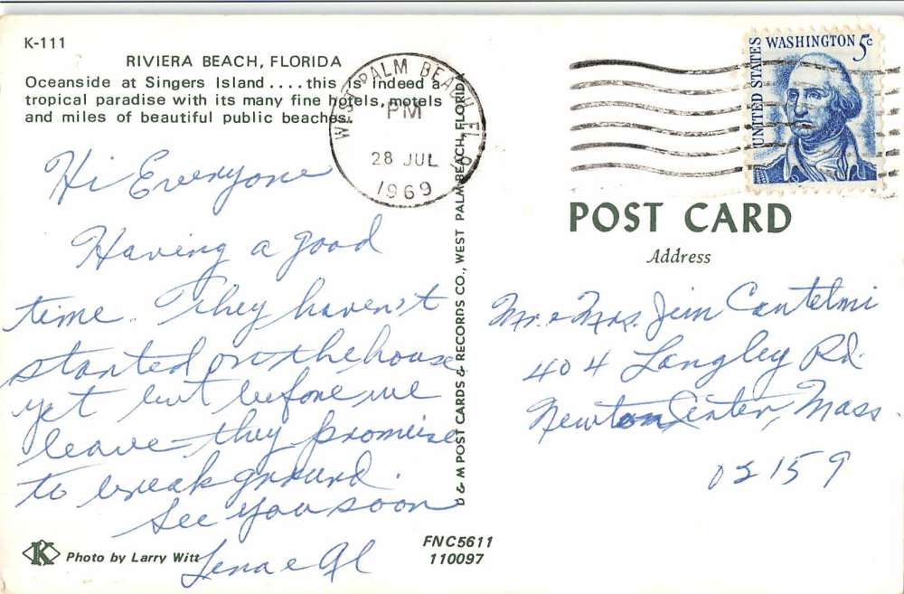 Riviera Beach Florida Birdseye View Of City Vintage Postcard K58318 - Image 2