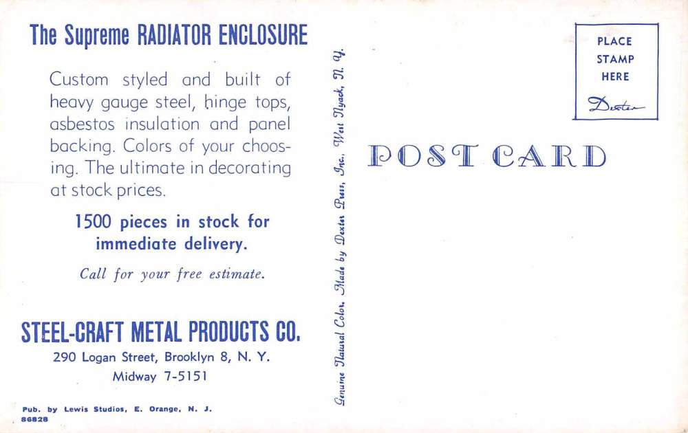 Brooklyn New York Radiator Enclosure Advertising Vintage Postcard J64467 - Image 2