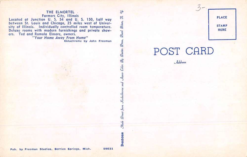 Farmers City Illinois Elmortel Street View Vintage Postcard K59176 - Image 2