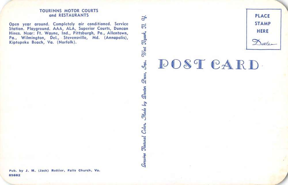 Stevensville Maryland Tourinns Motor Courts Street View Vintage Postcard K59313 - Image 2