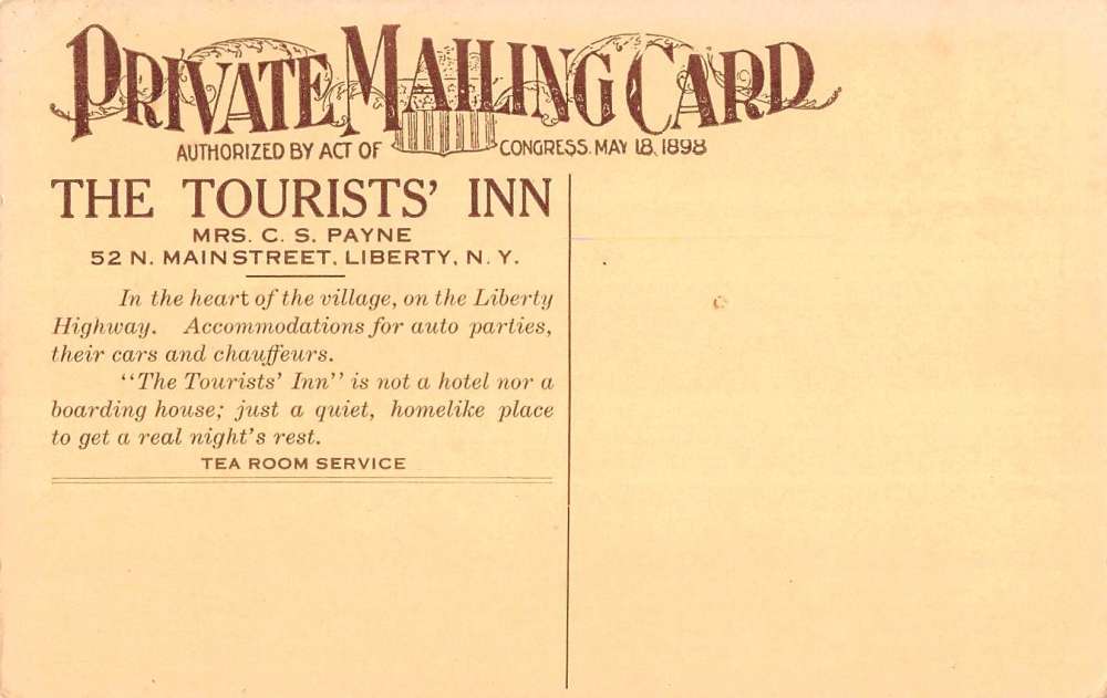 Liberty New York Tourists Inn Private Mail Antique Postcard K59740 - Image 2