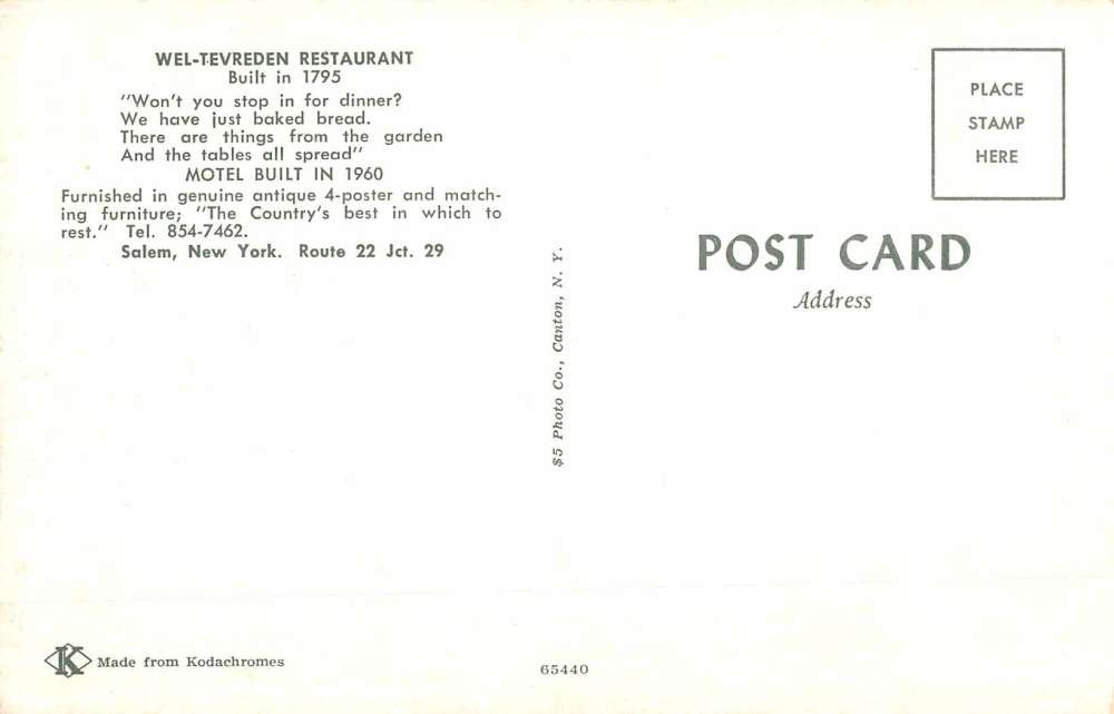 Salem New York Wel Tevreden Restaurant Multiview Vintage Postcard K59754 - Image 2