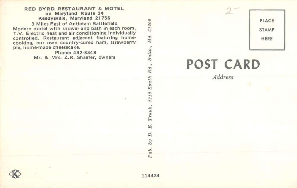 Keedysville Maryland Red Byrd Restaurant Multiview Vintage Postcard K59832 - Image 2