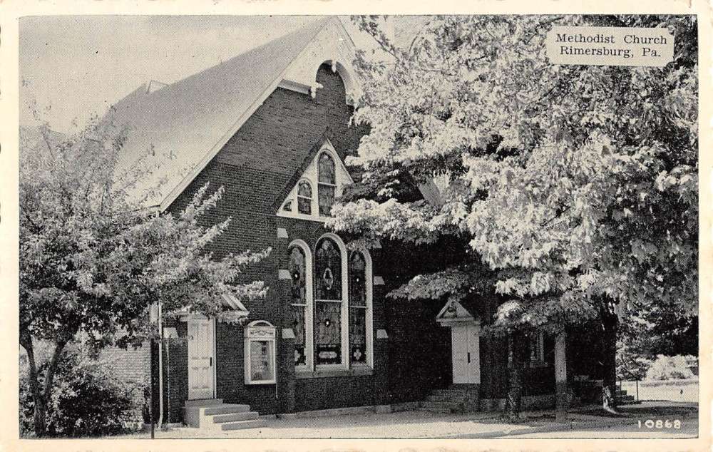 Rimersburg Pennsylvania Methodist Church Street View Antique Postcard