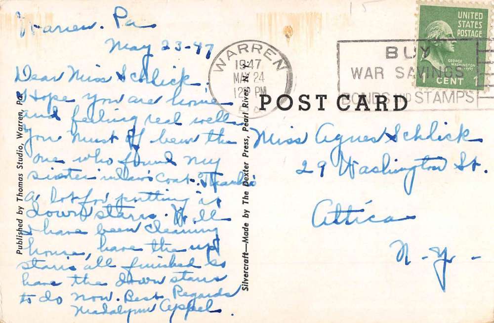 Warren Pennsylvania Municipal Bldg Street View Antique Postcard K59874 - Image 2