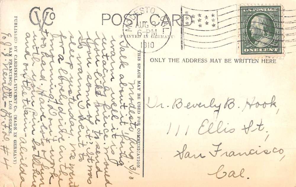 Modesto California West Side Grammar School Street View Antique Postcard K60073 - Image 2