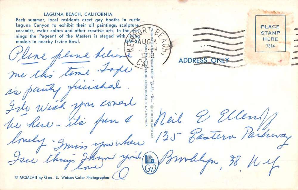 Laguna Beach California Art Festival Vintage Postcard K60150 - Image 2