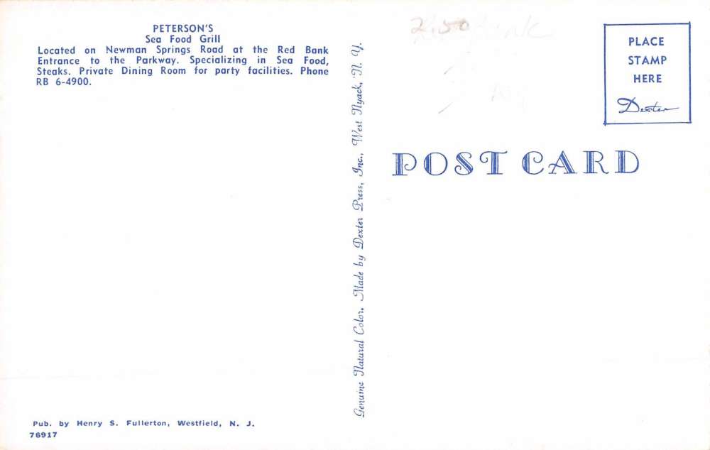 Westfield New Jersey Petersons Sea Food Grill Multiview Vintage Postcard K60554 - Image 2