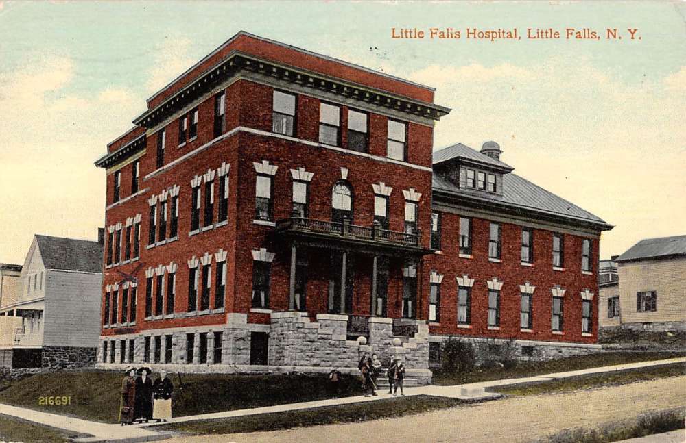 Little Falls New York Hospital Street View Antique Postcard K60700