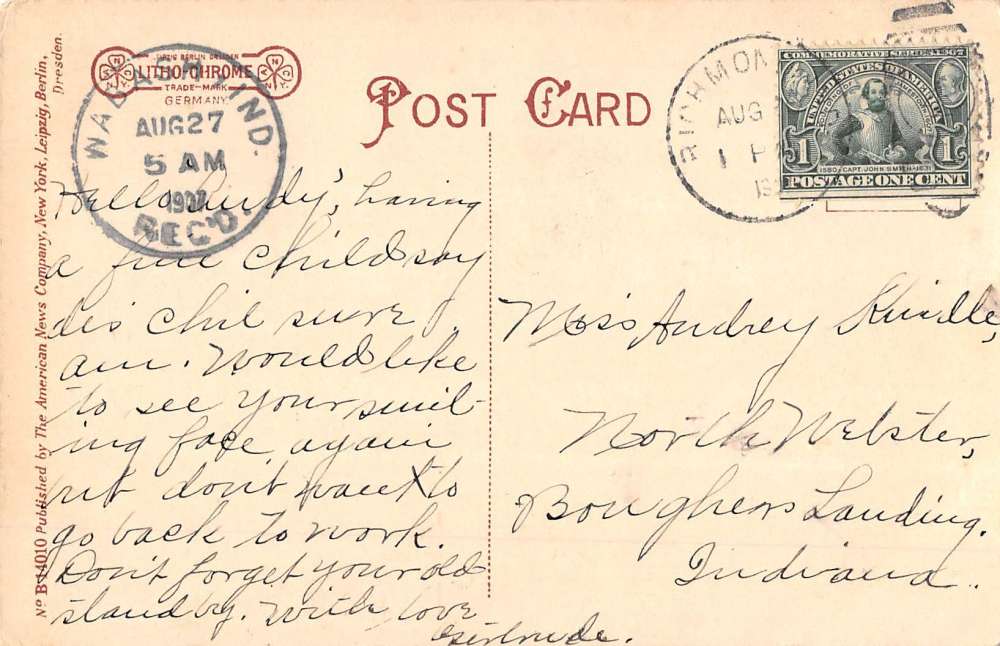 Richmond Indiana Earlham College Hall Antique Postcard K60701 - Image 2