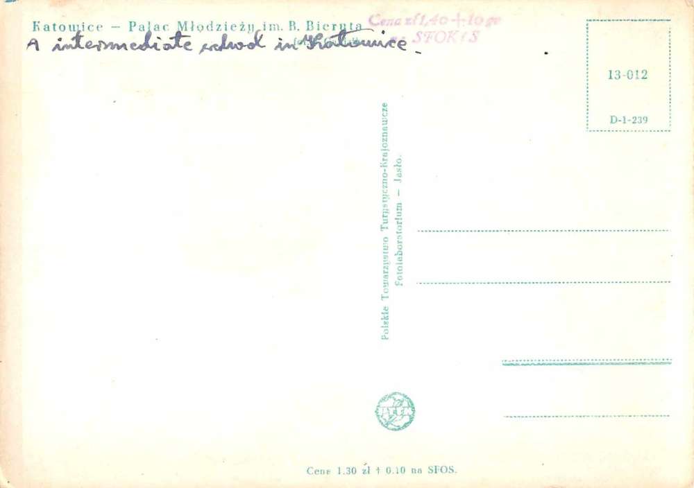 Katowice Poland Palac Mlodziezy Real Photo Antique Postcard J65242 - Image 2