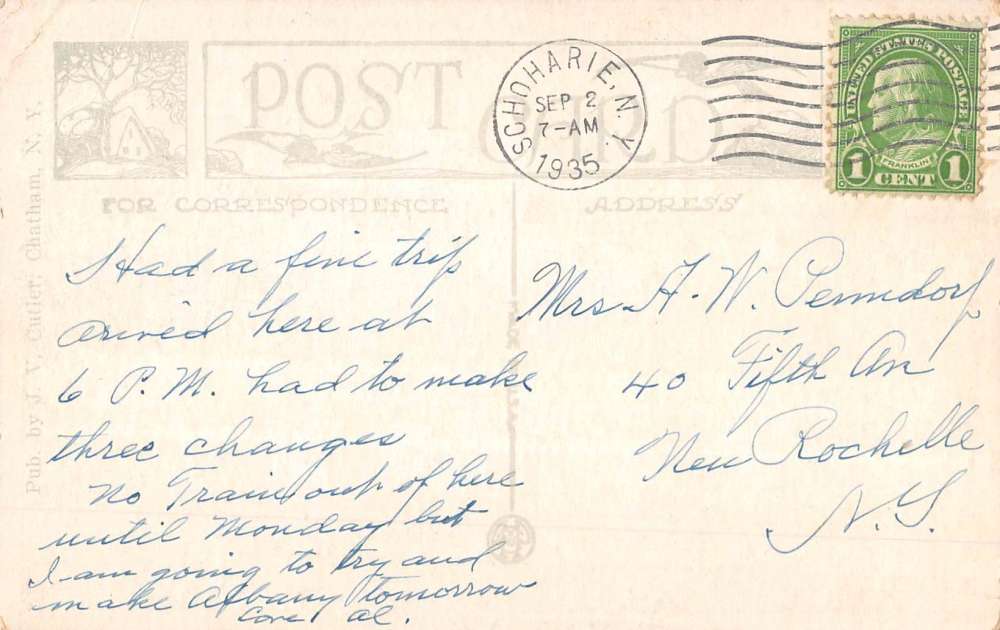 Schoharie New York Court House Street View Antique Postcard K60994 - Image 2