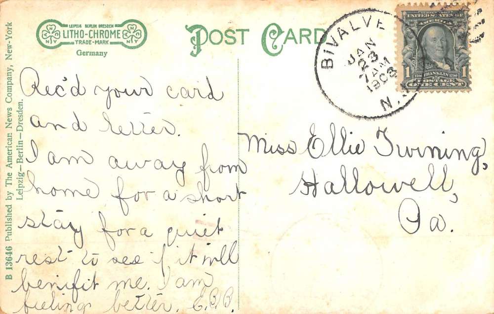 Bridgeton New Jersey Academy Street View Antique Postcard K61136 - Image 2