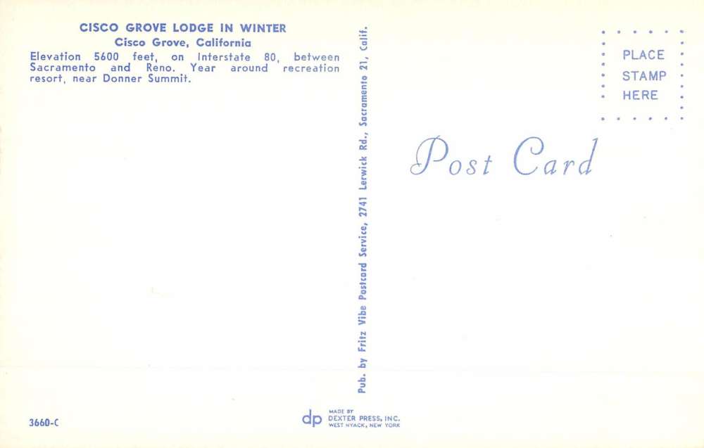 Cisco Grove California Lodge In Winter Street View Vintage Postcard K61707 - Image 2