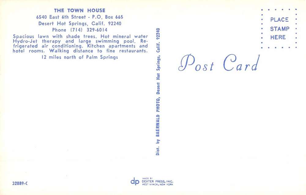 Desert Hot Springs California Town House Street View Vintage Postcard K61708 - Image 2