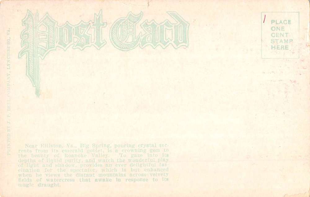 Elliston Virginia Big Spring Waterfront Antique Postcard K61943 - Image 2