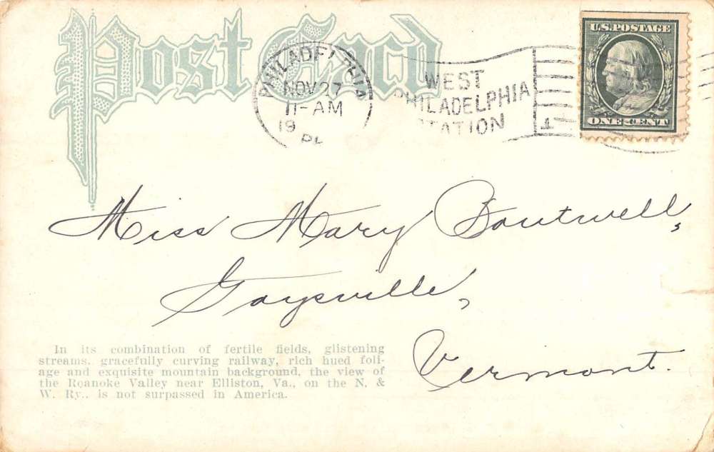 Elliston Virginia Roanoke Valley Railroad Antique Postcard K61945 - Image 2