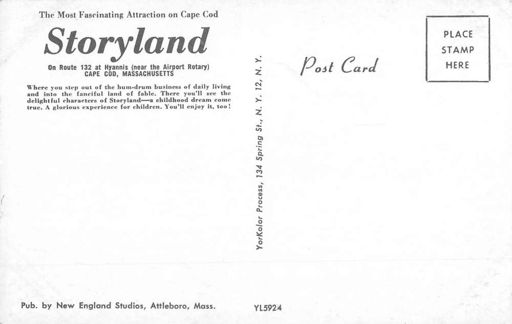 Cape Cod Massachusetts Storyland Village Center Vintage Postcard K62420 - Image 2