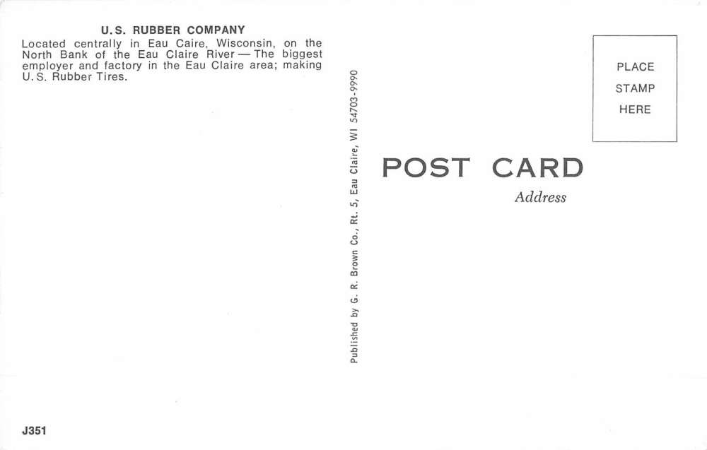 Eau Claire Wisconsin Rubber Co Birdseye View Vintage Postcard K62596 - Image 2