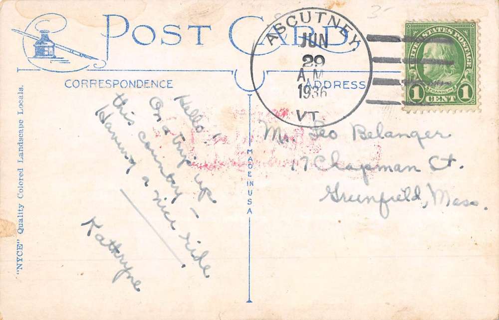 Ascutney Vermont Row Boat Waterfront Greeting Antique Postcard K62661 - Image 2