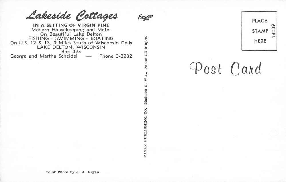 Lake Delton Wisconsin Lakeside Cottages Street View Vintage Postcard K62668 - Image 2