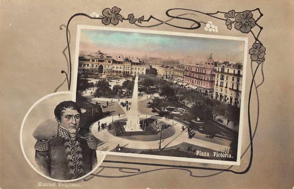 Buenos Aires Argentina Plaza Victoria Belgrano Tinted Real Photo PC J66504