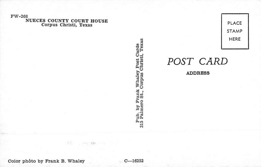 Corpus Christi Texas Nueces Court House Street View Vintage Postcard K63471 - Image 2
