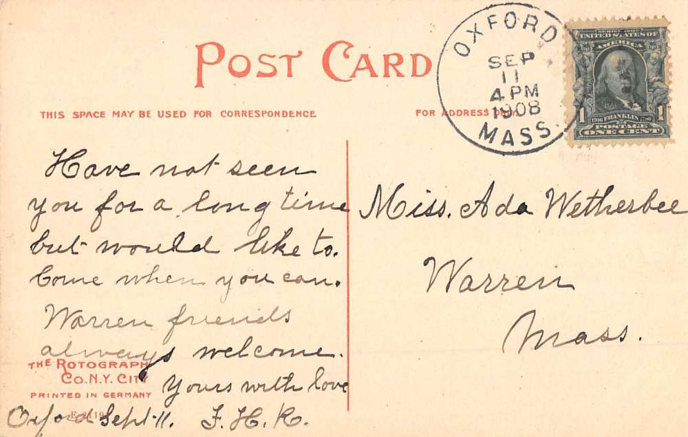 Oxford Massachusetts Main Street Scene Historic Bldgs Antique Postcard K63590 - Image 2