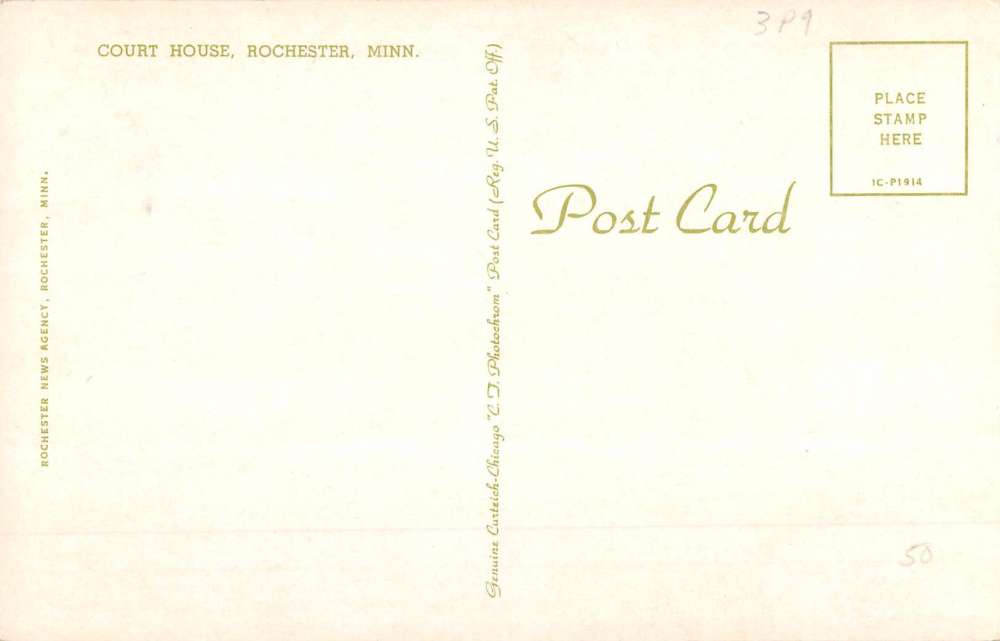 Rochester Minnesota Court House Street View Antique Postcard K64144 - Image 2