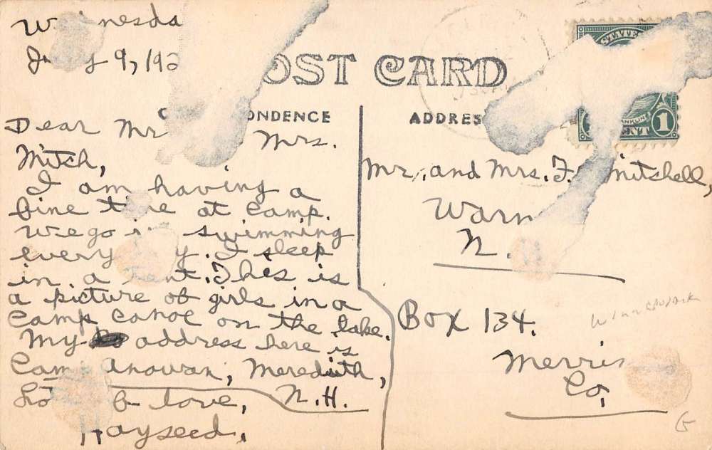 Meredith New Hampshire Row Boat Waterfront Real Photo Antique Postcard K64449 - Image 2