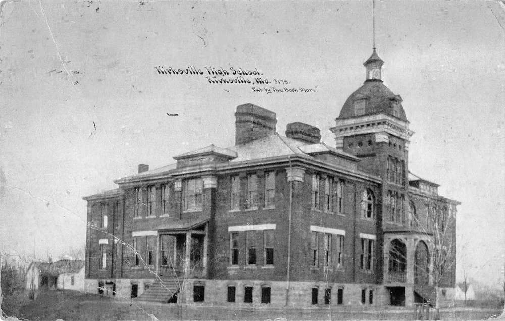 Kirksville Missouri High School Street View Antique Postcard K64458