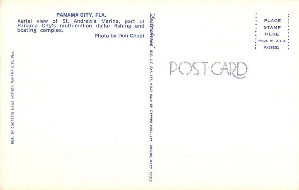 Panama City Florida Marina Birdseye View Vintage Postcard K64493 - Image 2