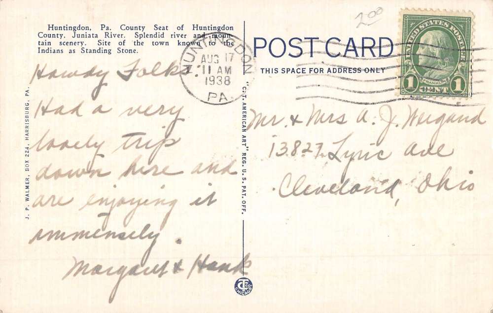 Huntingdon Pennsylvania Birdseye View Of City Antique Postcard K64519 - Image 2