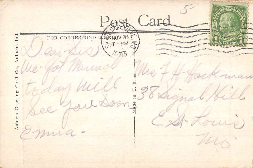 Ste Genevieve Missouri Spanish Commandants Home Antique Postcard K64664 - Image 2