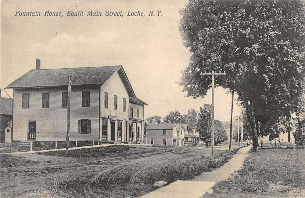 Locke New York Main Street Scene Fountain House Antique Postcard K64726