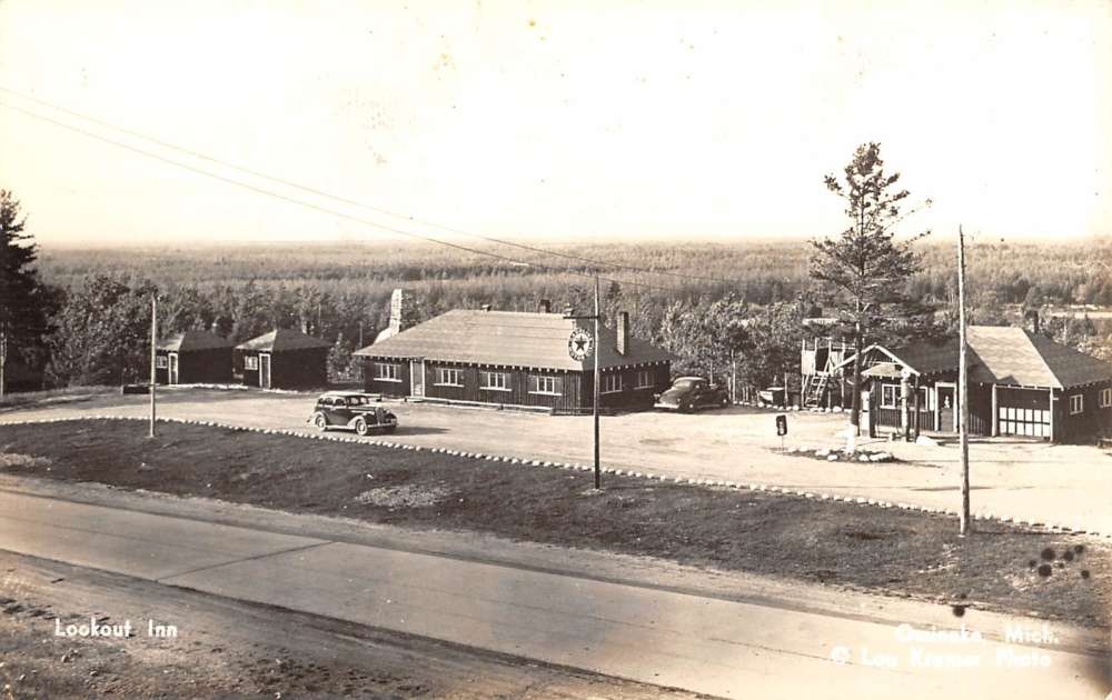 Ossineke Michigan Lookout Inn Real Photo Antique Postcard K64733 Mary