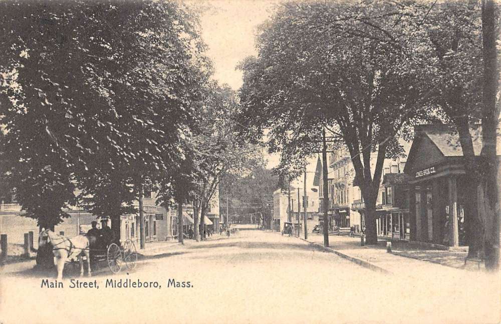 Middleboro Massachusetts Main Street Scene Antique Postcard K65020