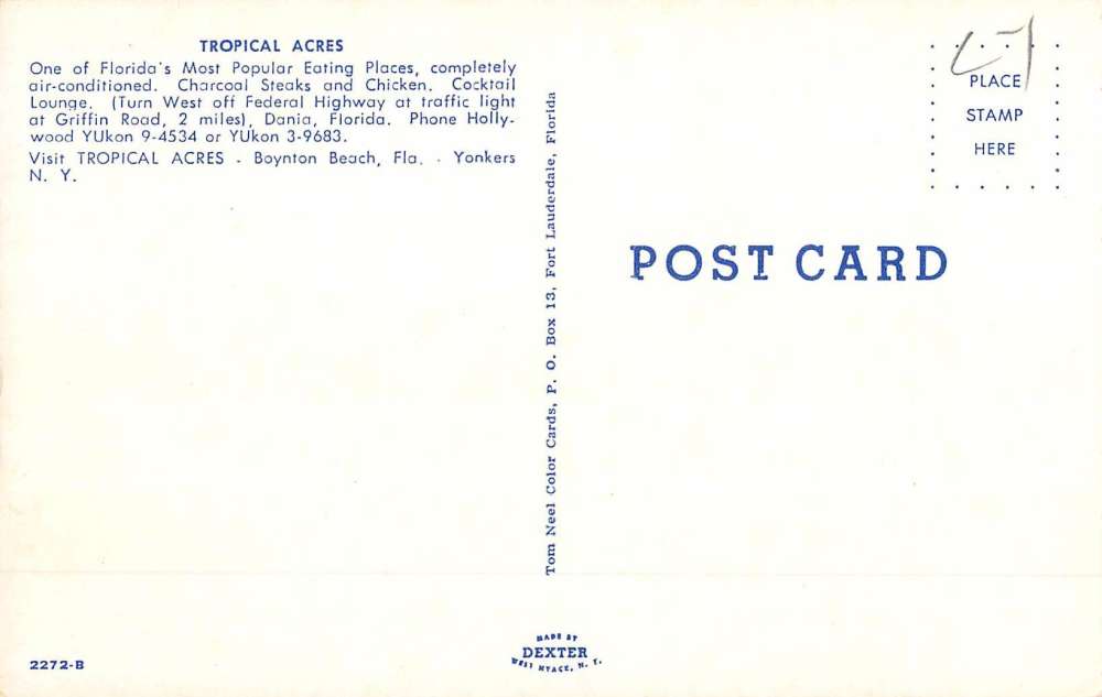 Boynton Beach Florida Tropical Acres Street View Vintage Postcard K65186 - Image 2