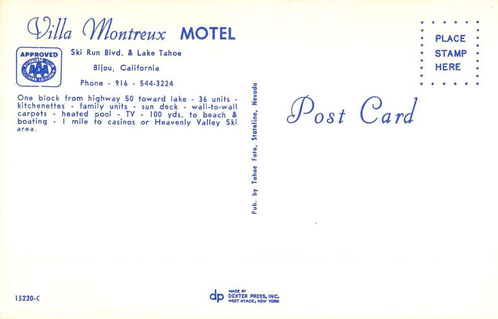 Bijou California Villa Montreux Motel Multiview Vintage Postcard K65401 - Image 2